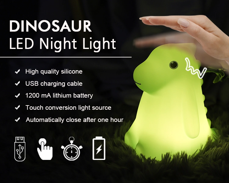 Dinosaur Cute Bedroom Baby Hand Touch Color Changing Night Light