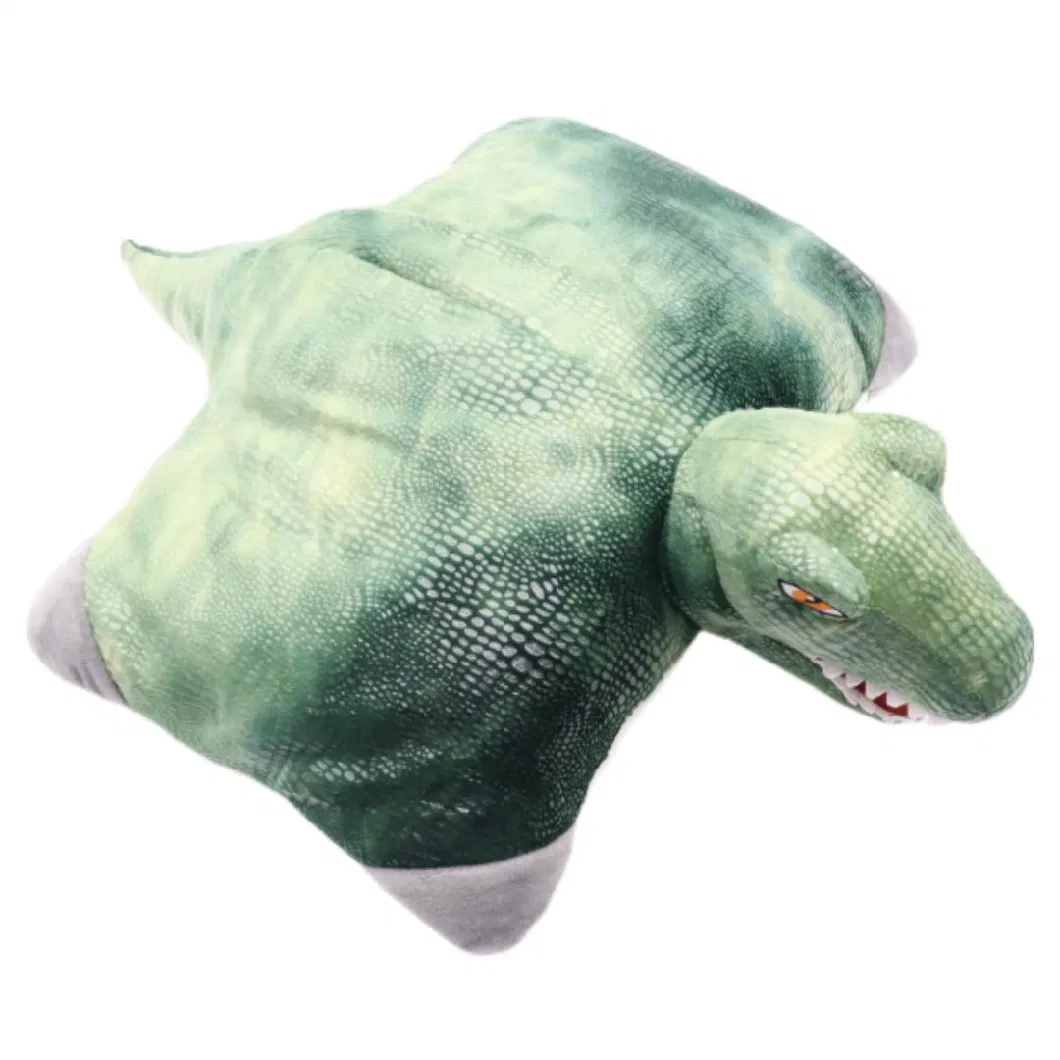 Wholesale Plush Dino Cushion Toy Green T-Rex Toys Soft Cushion 40X52cm Tyrannosaurus Rex Pillowpets Animal Dragon 2in1 Stuffed Pillow
