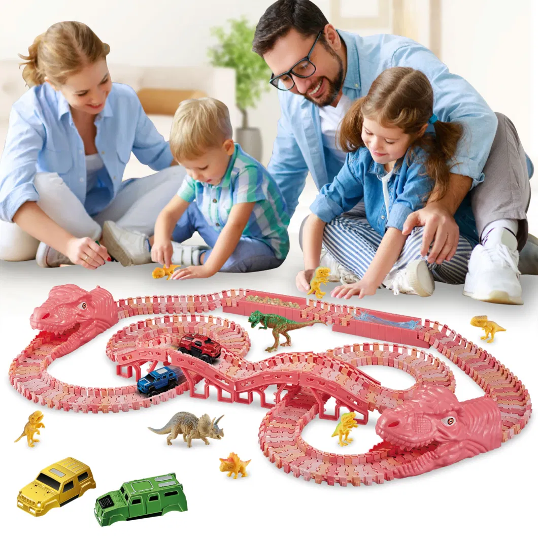 Dinosaur Track Toy Flexible Track Patchwork Toy Car Toy Dinosaur World Road Flexible Track Toy Car and Racing Car