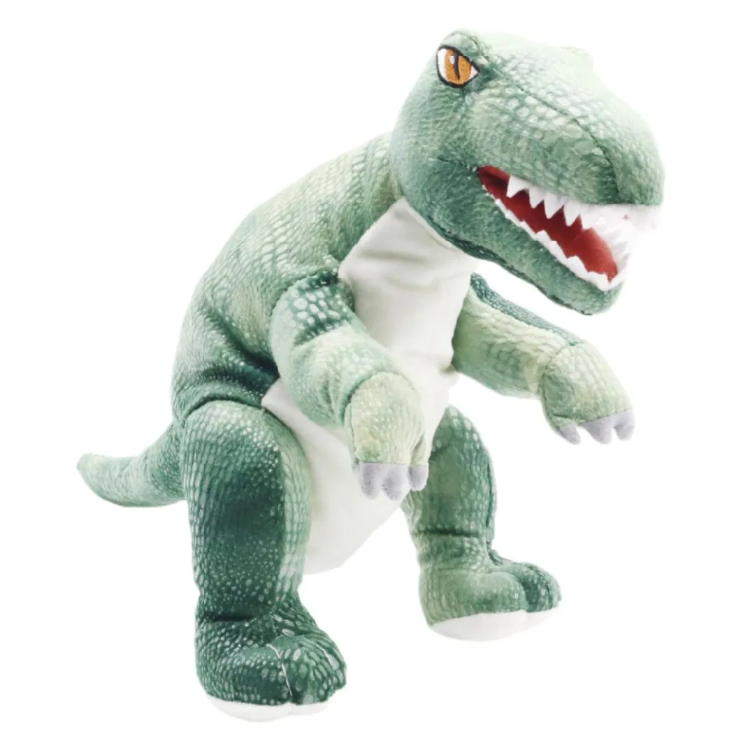 Custom 25cm Hand Puppets Plush Dino Toys Kids Soft Stuff Dragon Animal Dinosaur in Jurassic Period T-Rex Green Tyrannosaurus Rex Puppet