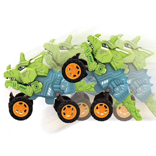 OEM/ODM Swing Stunt Car Big Wheel Double Inertia Dinosaur Car Toys Tyrannosaurus Triceratops Toy Car Pull Back Funny Pull Back Dinosaur Car