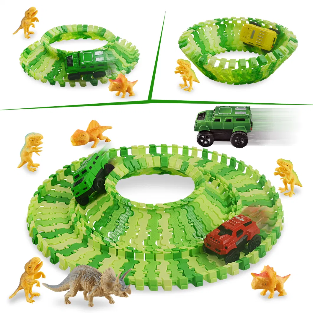 Dinosaur Track Toy Flexible Track Patchwork Toy Car Toy Dinosaur World Road Flexible Track Toy Car and Racing Car