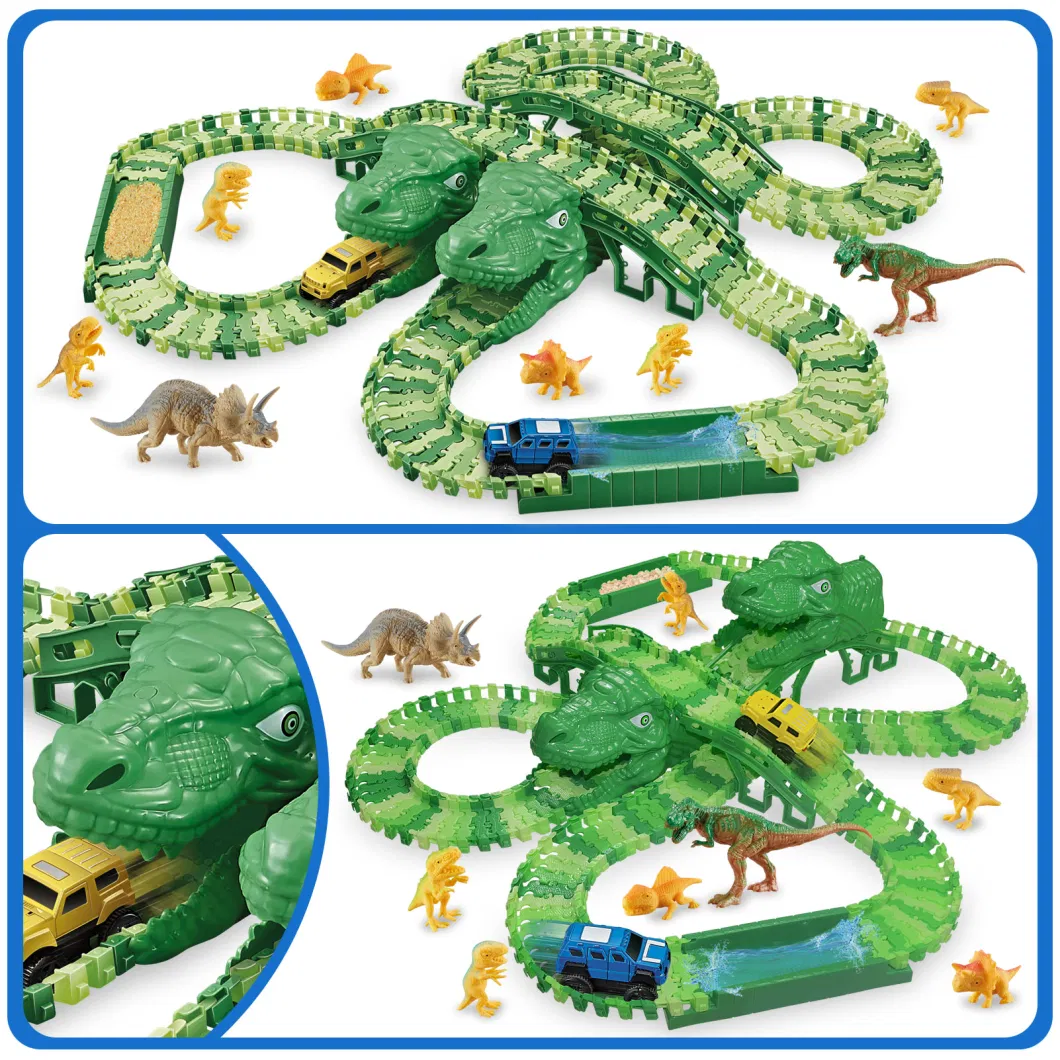 Dinosaur Track Toy Flexible Track Patchwork Toy Car Toy Dinosaur World Road Flexible Track Toy Car and Racing Car