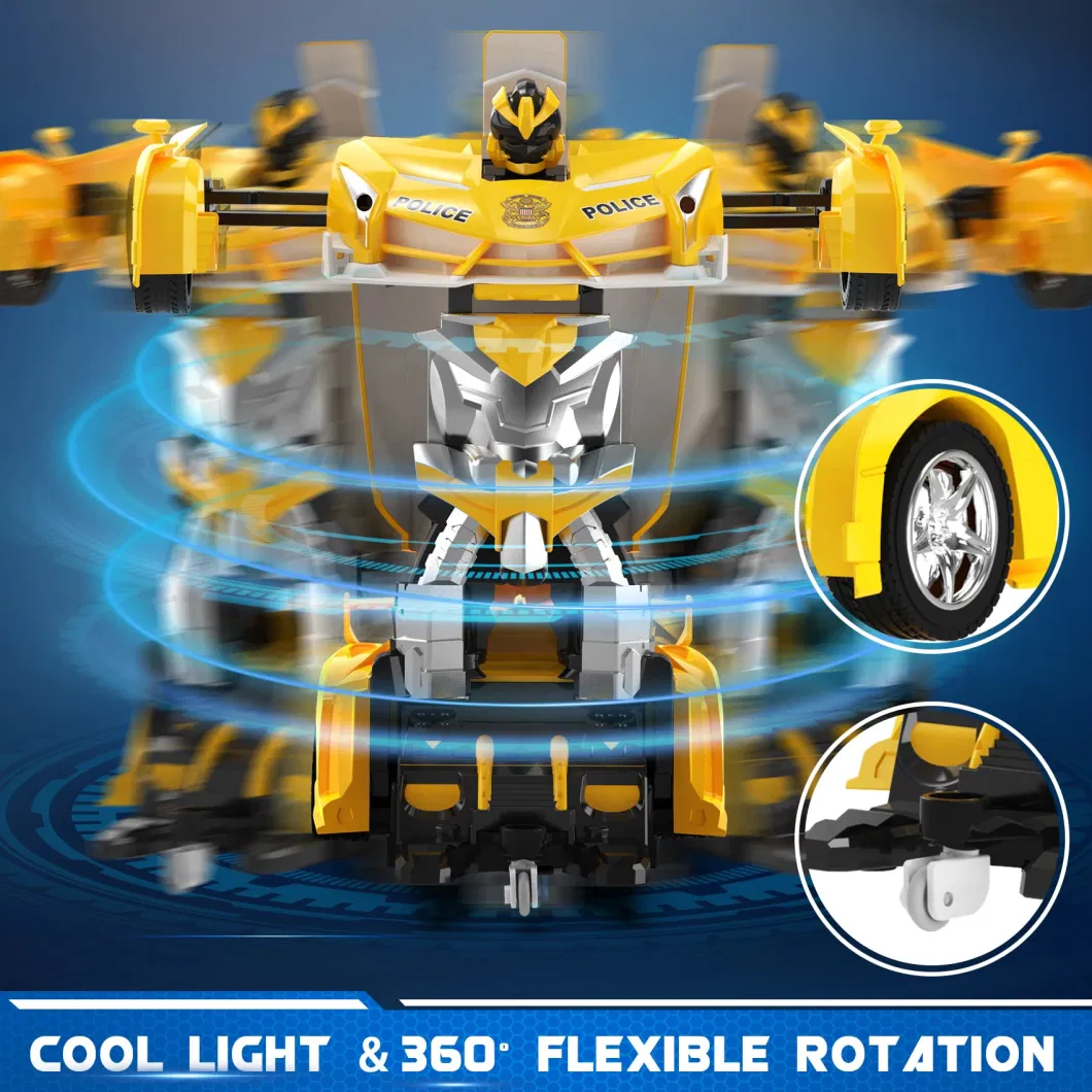 One Button Deformation to Robot with Flashing Lights Transform Car Robot
