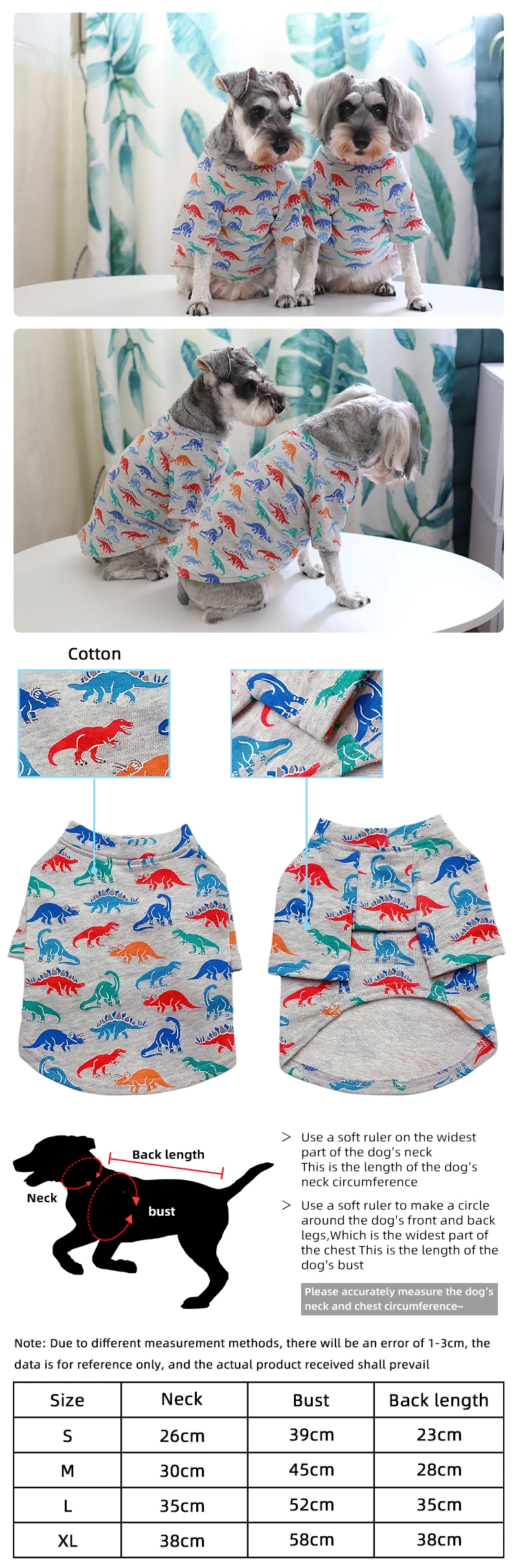 Dark Grey Background Dinosaur Pattern Dog Clothes