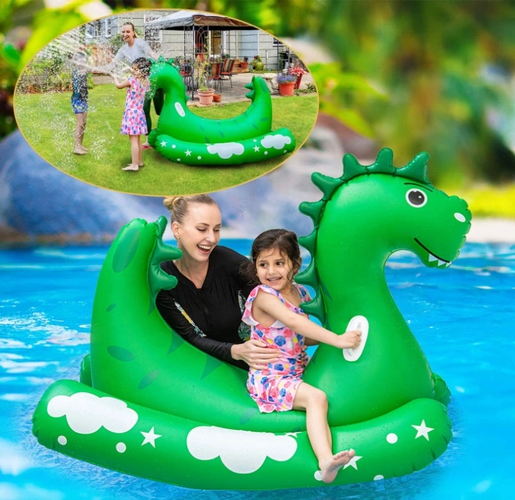 Summer Outdoor Inflatable Dinosaur Water Splash Ride-on Toys