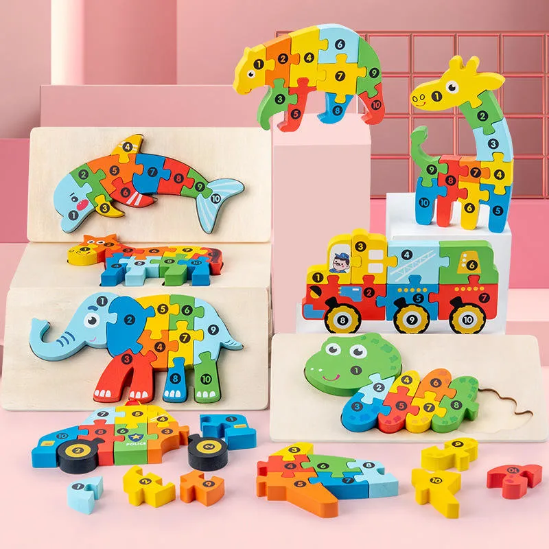 Animal Kids Wooden Dinosaur 3D Wooden Jigsaw Puzzle