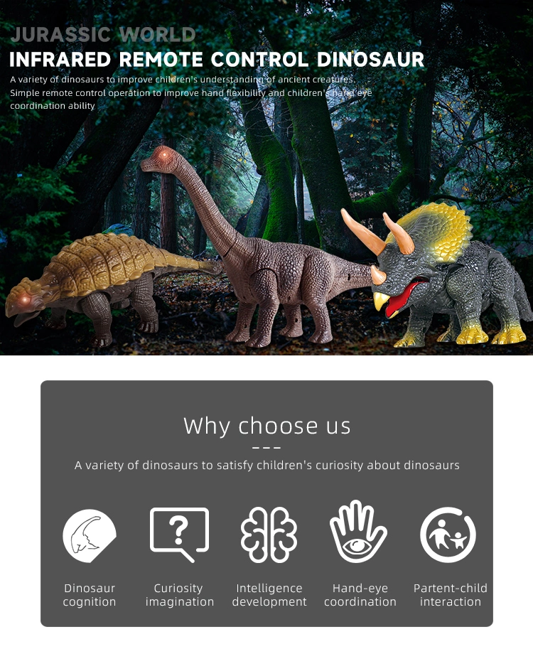 Kids Walking Ankylosaurus Triceratops Tanystropheus Robot Toy Lie Like Animal Model Plastic Infrared Remote Control RC Dinosaur