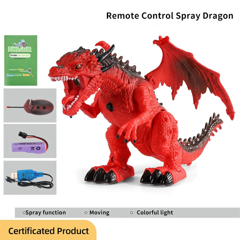 Spray Walking Jurassic Velociraptor Light Flying Dragon Children RC Toy Animal Plastic Remote Control Toy Dinosaur