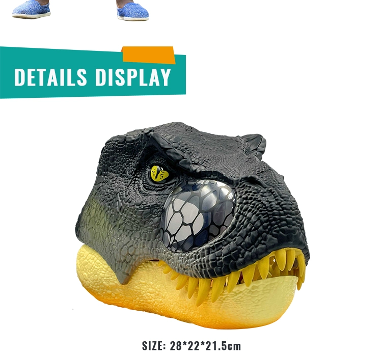 Adjustable Halloween Tyrannosaurus Rex Cosplay Mask Party Favor Realistic Open Mouth Dinosaur Head Mask Toys with Light and Sound