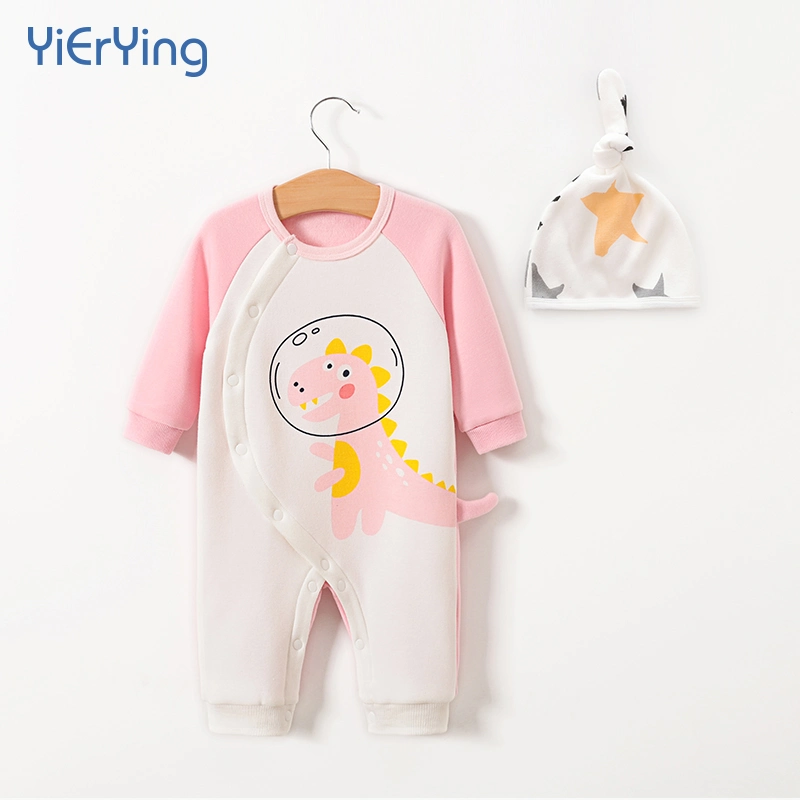 Cute Dinosaur Pattern Baby Clothing Soft Children Romper Clothes with Hats