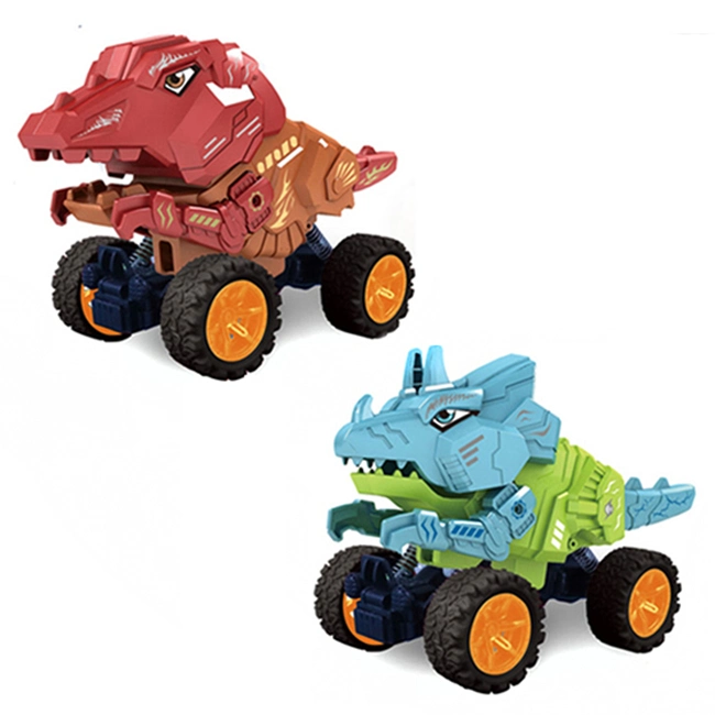 OEM/ODM Swing Stunt Car Big Wheel Double Inertia Dinosaur Car Toys Tyrannosaurus Triceratops Toy Car Pull Back Funny Pull Back Dinosaur Car