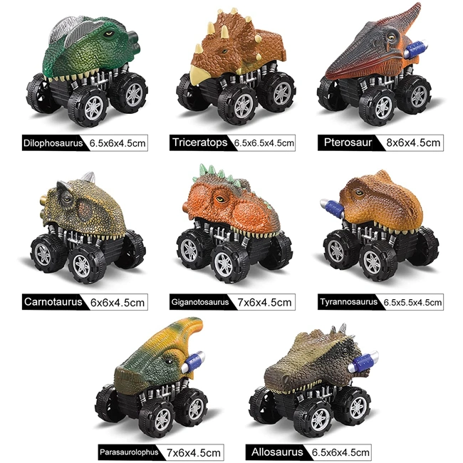 Dinosaur Pull Back Car Toys 8 Styles Mixed Dino World Including Triceratops Tyrannosaurus Funny Dino Car Kids Dinosaur Toys