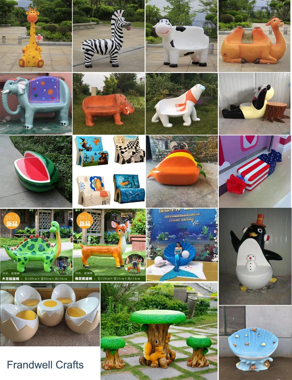 Outdoor Cartoon Animal Dinosaur Fiberglass Bench Seat Chair Sculpture for Amusement Park Decoration