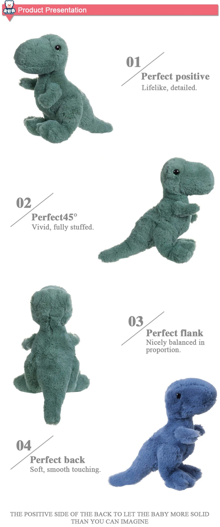Promotional 10inch Fluffy Soft Plush Toys Green Stuffed Dinosaur