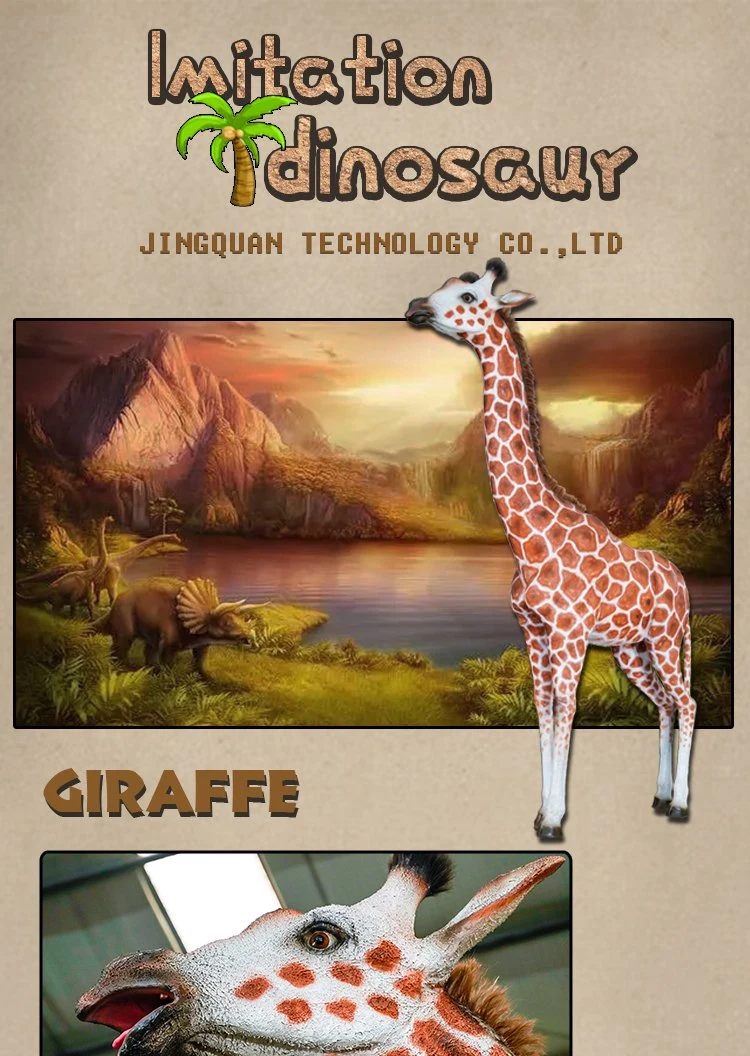 3D Animatronics Giraffe Model Life Size Animal Realistic Pose Design Outdoor Playground Mechanical Animatronics Simulated Customized Giraffe