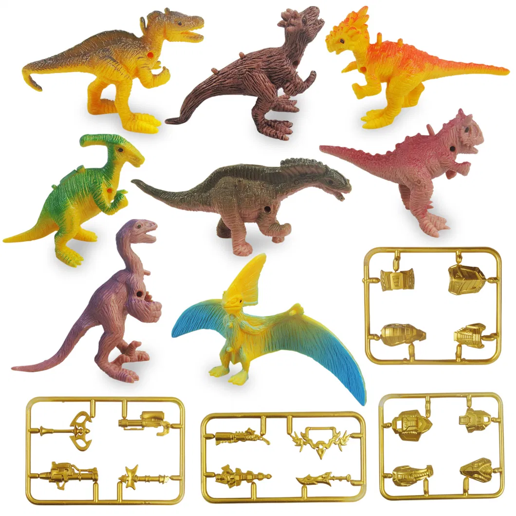 8 Large Plastic Dinosaur Combination Toy Gold Armor Weapon PVC Dinosaur Model Bags