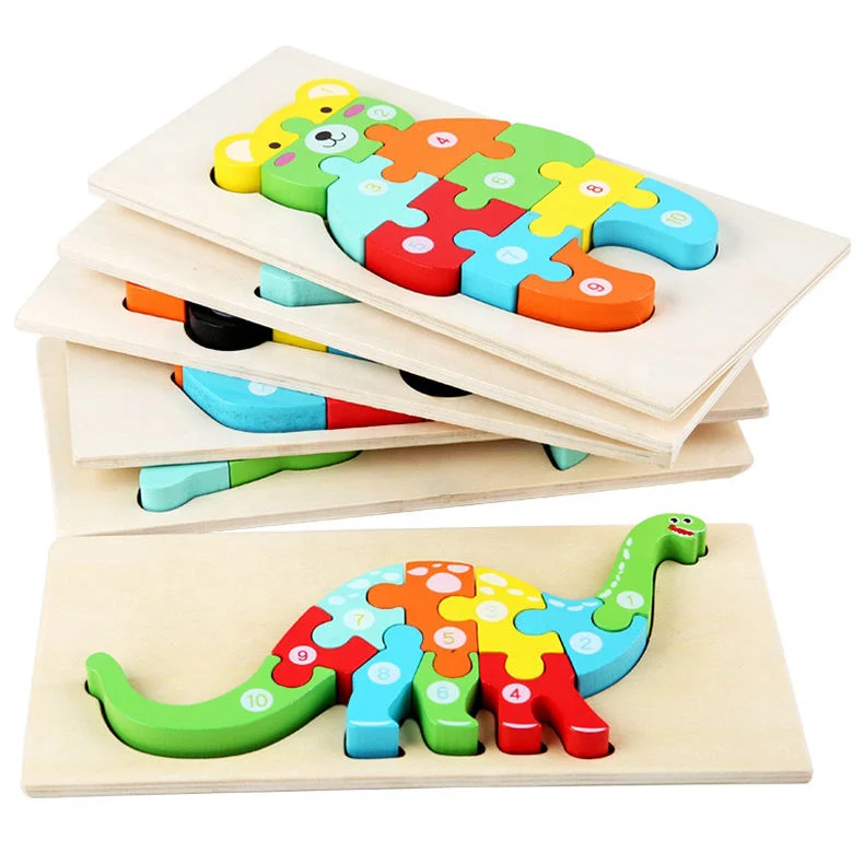 Animal Kids Wooden Dinosaur 3D Wooden Jigsaw Puzzle