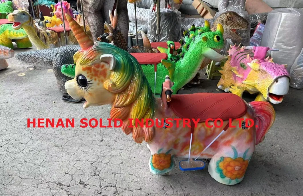 Outdoor Playground Coin Operated Electric Walking Rideable Dinosaur