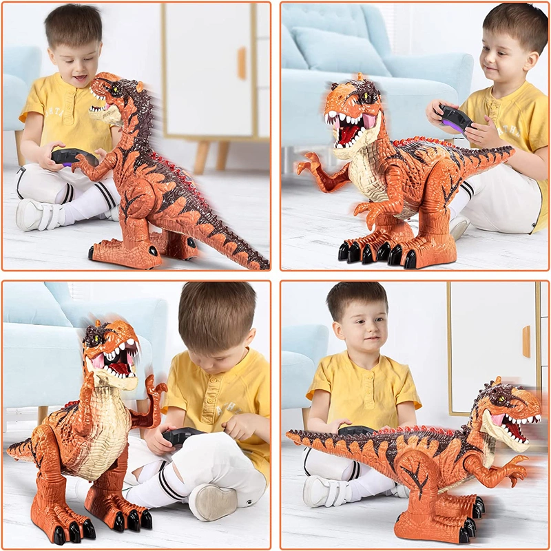2.4GHz 8wd Remote Dinosaur Realistic Walking Electric Robot Tyrannosaurus RC Dino with Lights Sounds Simulated Flame Spray Fire Breathing