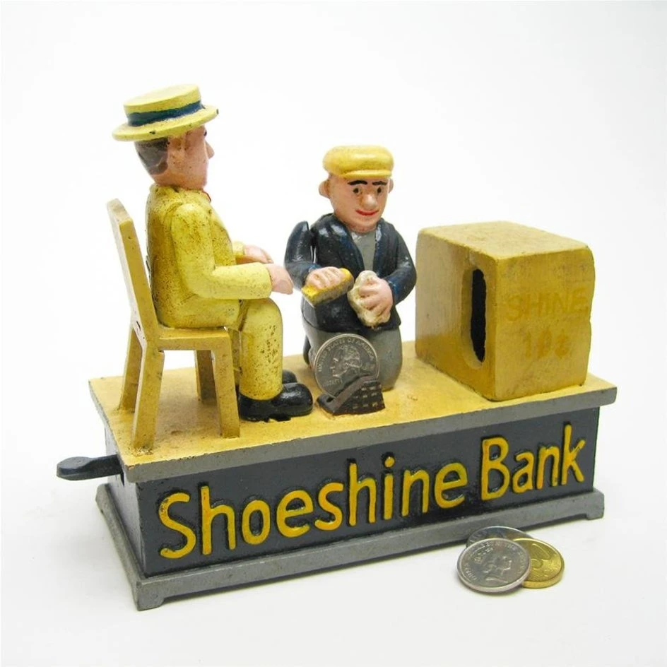 Shoe Shine Collectors&prime; Die Cast Coin Bank Sculpture