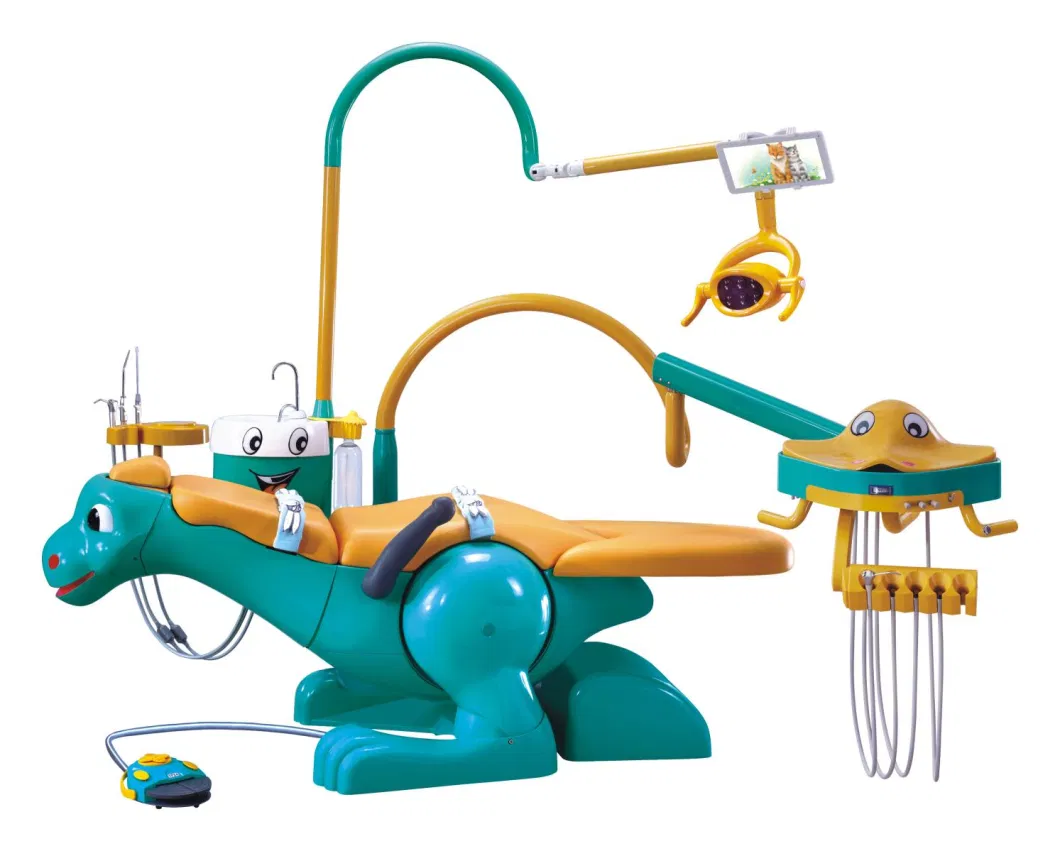 Hochey Medical Ready to Ship Cheap Children Dental Unit Hot Sale Cute Cartoon Dinosaur Kids Dental Chair