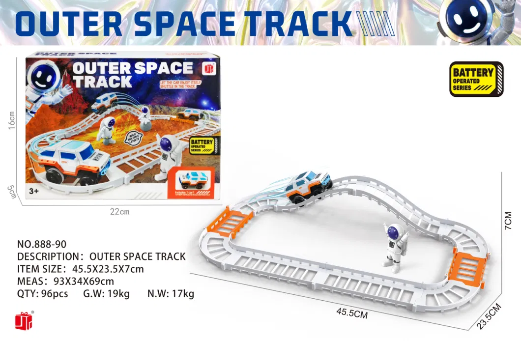 Ourder Space Ship Man Animal Musical Light Electric Dinosaur Kids Set Plastic Children Rail Toy Car Train Track
