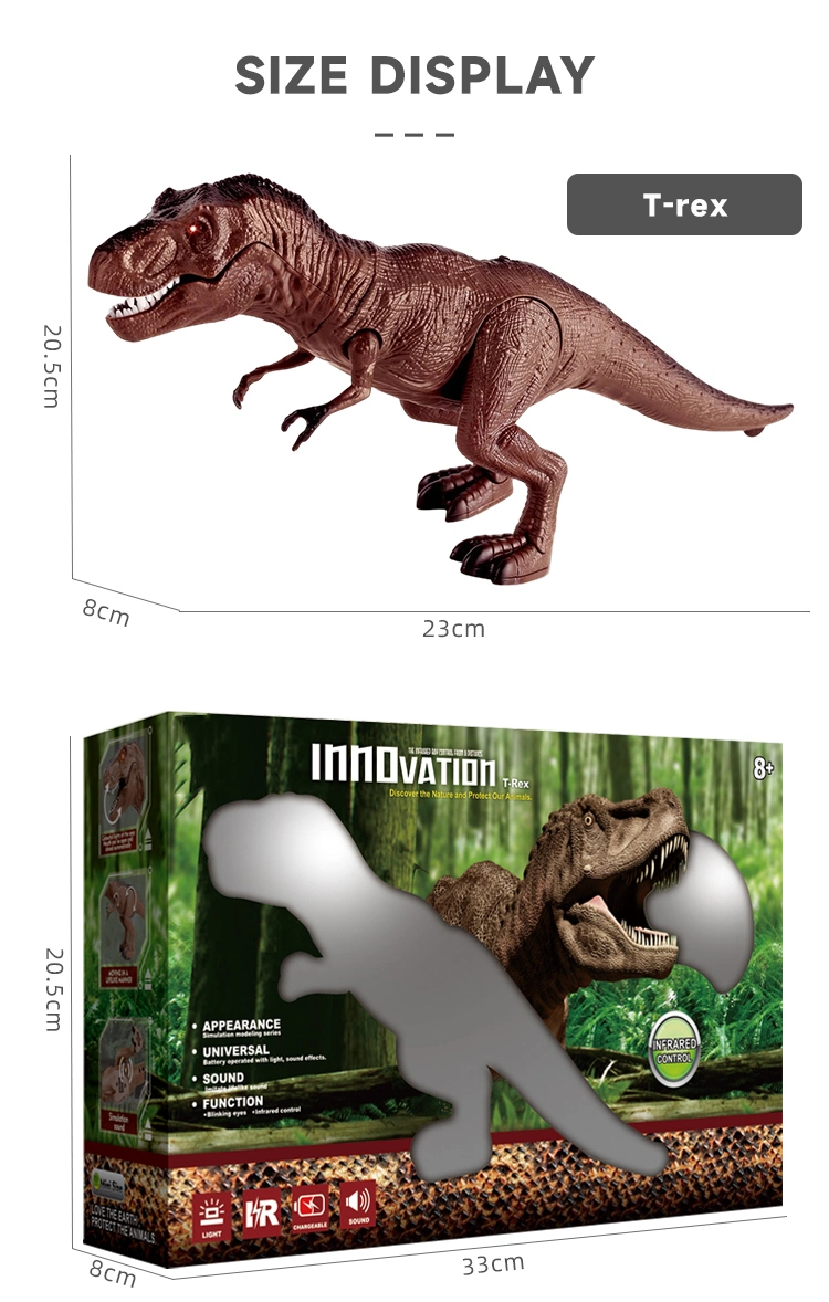 Children Rechargeable Infrared RC T-Rex Triceratops Plastic Jurassic Animal Model Dinosaur Robot Remote Control for Wholesale