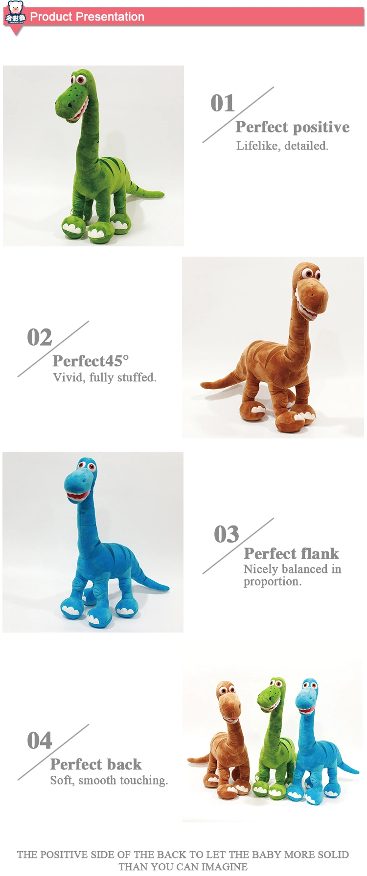 China Factory 15cm Vivid Plush Stuffed Animal Toy Soft Dinosaur for Sale