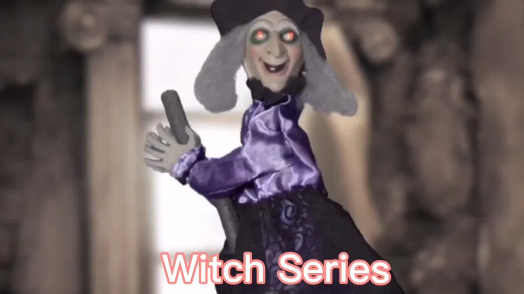 Haunted House Party Lifesize Animatronics Standing Witch with Apple Halloween Animated Props