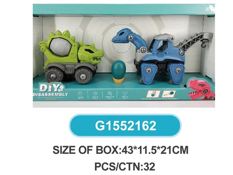 DIY Free Wheel Tyrannosaurus Engineering Truck + Triceratops Sanitation Truck + Pterosaur Electric Drill Dinosaur Toy