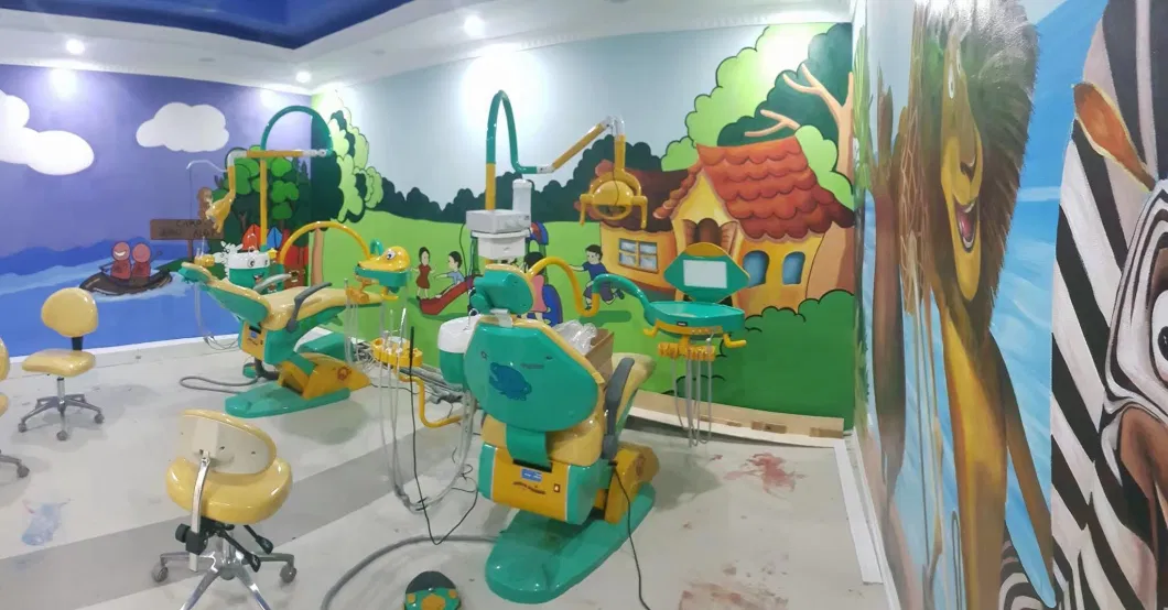 Hochey Medical Ready to Ship Cheap Children Dental Unit Hot Sale Cute Cartoon Dinosaur Kids Dental Chair