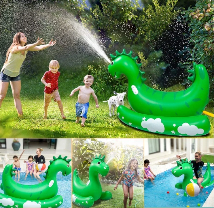 Summer Outdoor Inflatable Dinosaur Water Splash Ride-on Toys