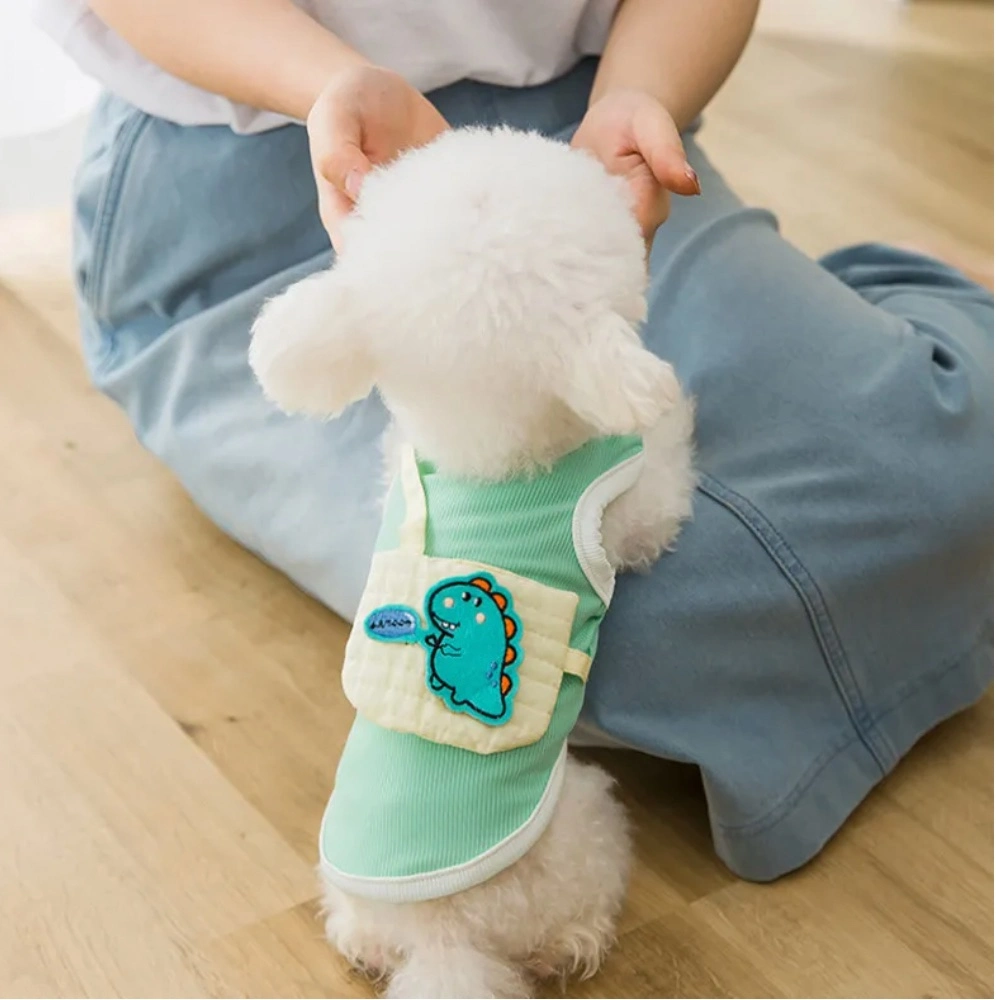Dinosaur Dog Clothes Breathable Dog Vest Clothes Cartoon Pet Clothes Summer