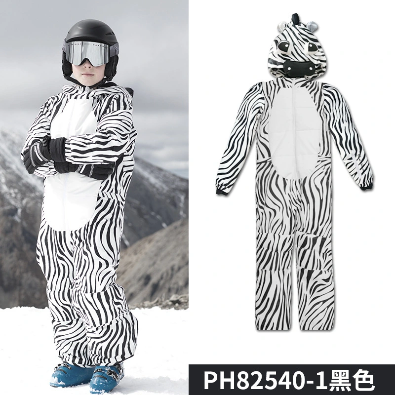 Children&prime; S Outdoor One-Piece Ski Suit Cartoon Dinosaur One-Piece Suit for Boys and Girls