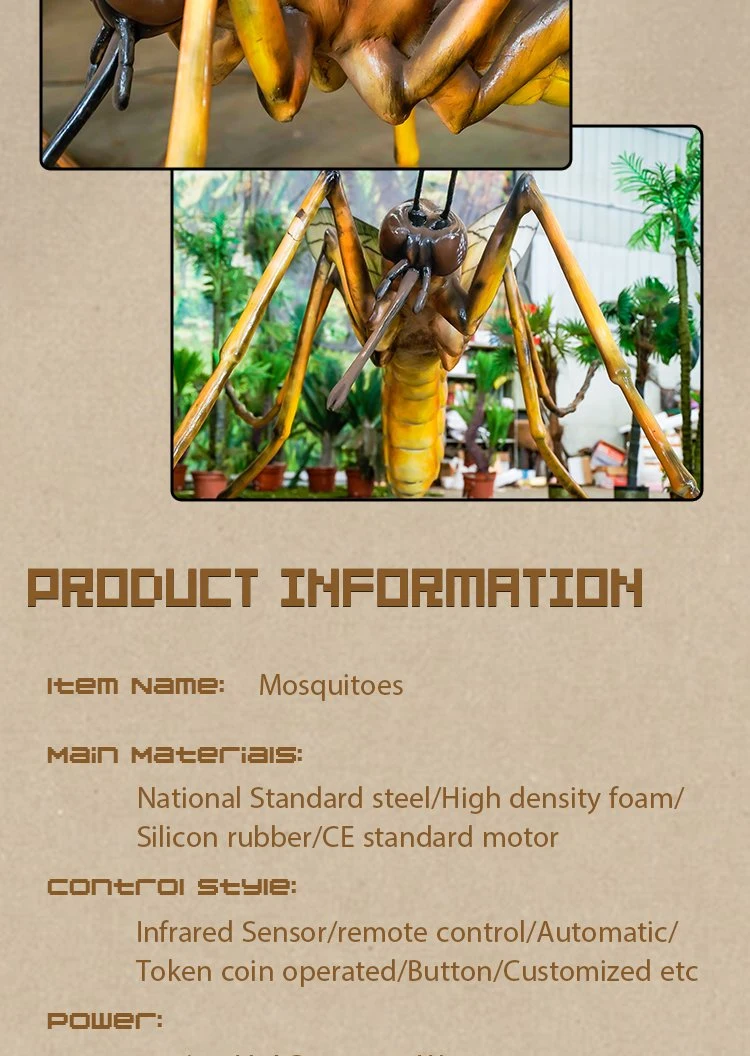 Exhibit Animatronics Mosquito Realistic Pose Design Life Size Theme Park Artificial Mosquito Equipment Statue Moving