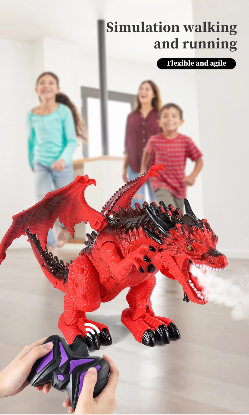 Spray Walking Jurassic Velociraptor Light Flying Dragon Children RC Toy Animal Plastic Remote Control Toy Dinosaur