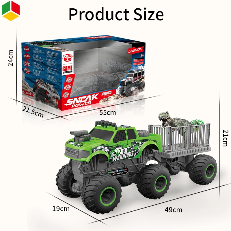 QS Toys Hot Sales Wholesale Assemble DIY Remote Control Car 1: 16 2.4GHz Big Wheel off-Road Car with Dinosaur Tree Scene Radio Control Toys