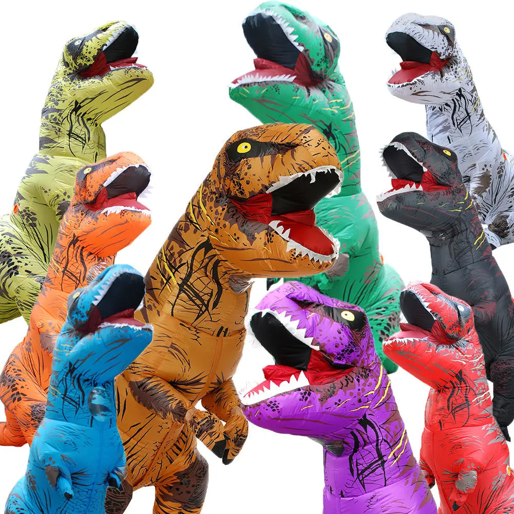 Halloween Jurassic Theme Adult Inflatable Big Size Blow up Suit Inflate T-Rex Dinosaur Costume for Men