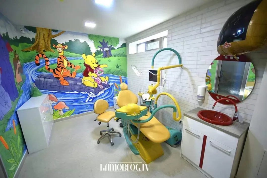 Hochey Medical Ready to Ship Cheap Children Dental Unit Hot Sale Cute Cartoon Dinosaur Kids Dental Chair