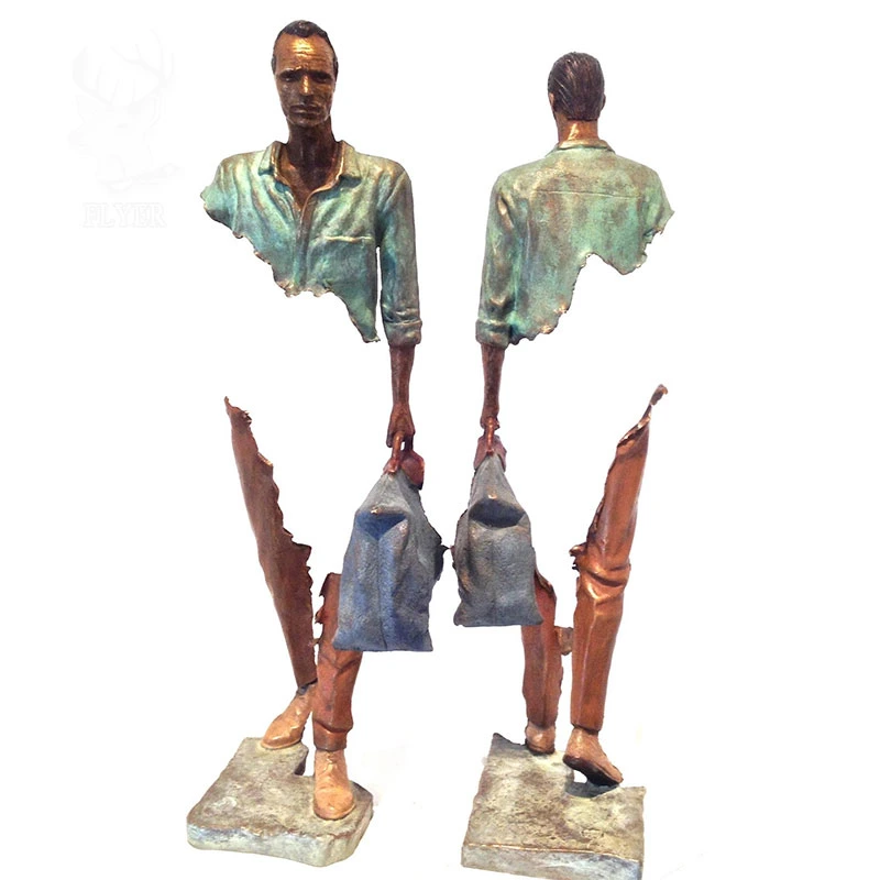 Life Size Antique Bronze Casting Traveler Sculpture for Sale