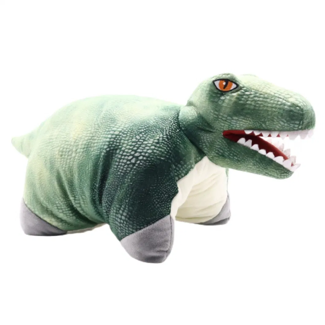 Wholesale Plush Dino Cushion Toy Green T-Rex Toys Soft Cushion 40X52cm Tyrannosaurus Rex Pillowpets Animal Dragon 2in1 Stuffed Pillow