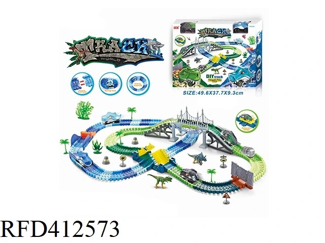 Plastic Toy Flexible 175 PCS Dinosaur Toys Race Slot Car Track Electric Dinosaur Track Car