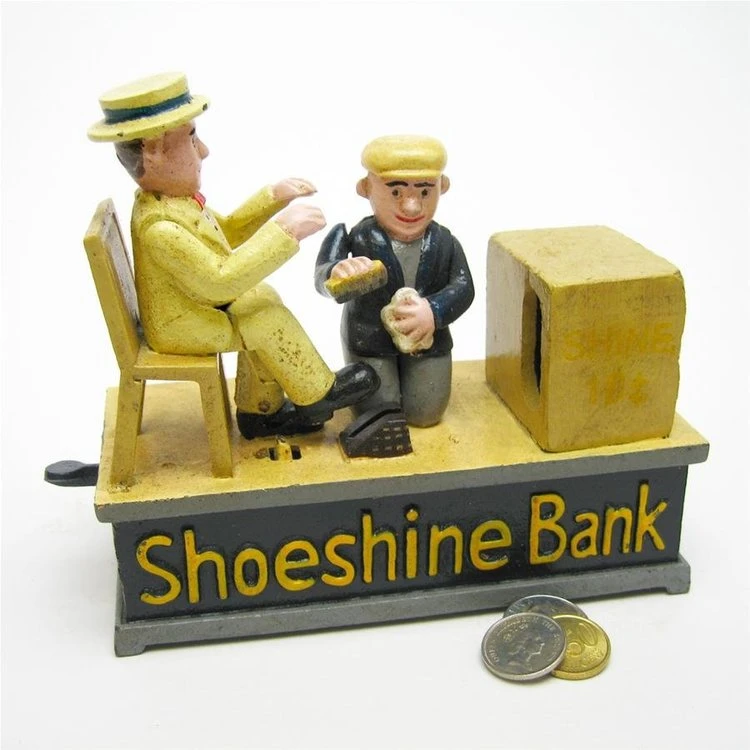 Shoe Shine Collectors&prime; Die Cast Coin Bank Sculpture