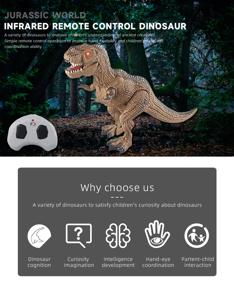 Infrared Remote Control Tyrannosaurus Rex Toy Simulated Plastic Action Ancient Animal Model RC Robot Dinosaur with Sound Light