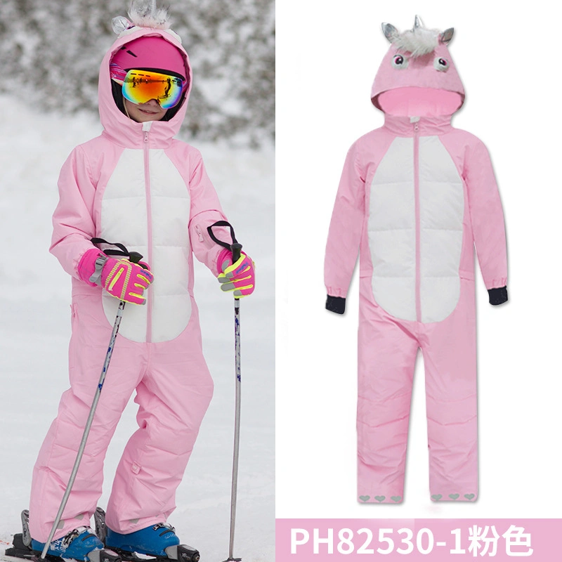 Children&prime; S Outdoor One-Piece Ski Suit Cartoon Dinosaur One-Piece Suit for Boys and Girls