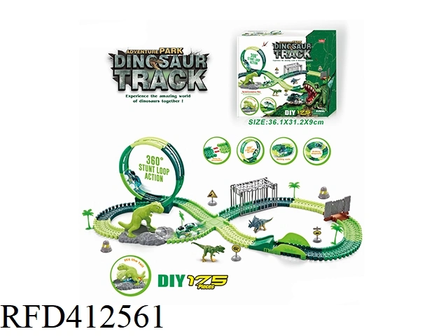 Plastic Toy Flexible 175 PCS Dinosaur Toys Race Slot Car Track Electric Dinosaur Track Car