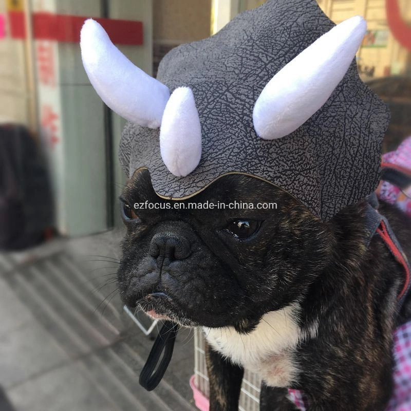 Pet Dog Hat Triceratops Dinosaur Headwear Party Costume Adjustable Headgear for Outdoor Halloween Costume Party Wbb12622