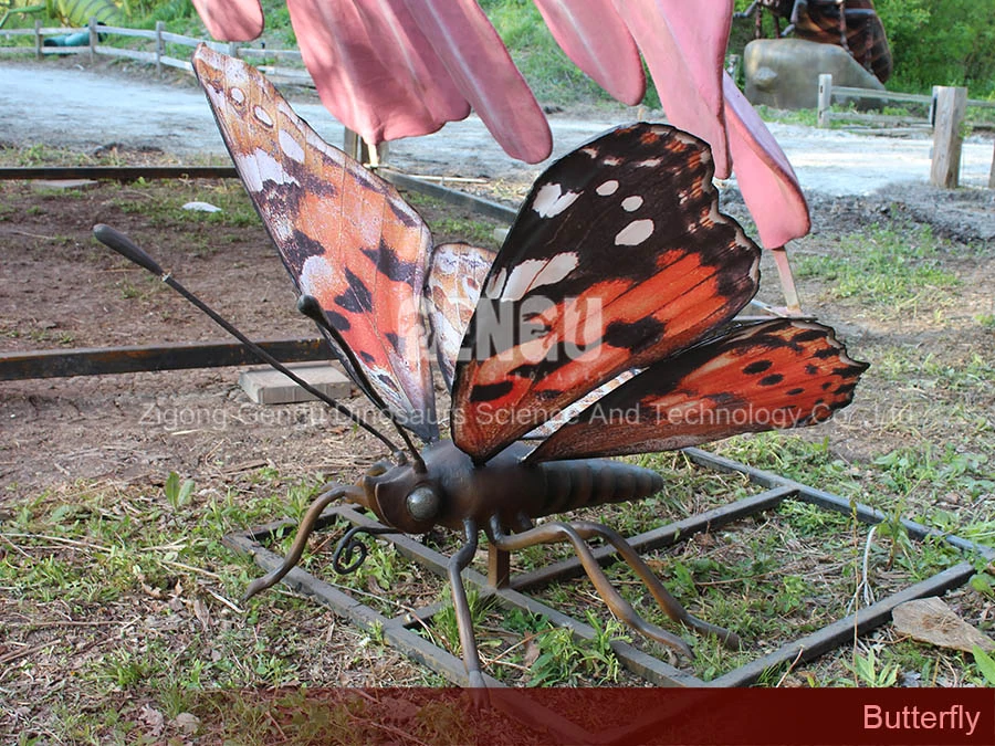 Theme Park Decoration Colorful Animatronic Butterfly Model