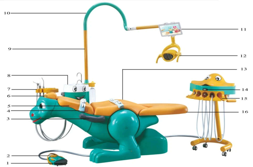 Factory Direct Dinosaur Blue Cat Popular Kids Excellent Treatment Children Dental Chair